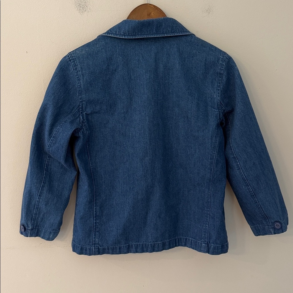 Talbots Cotton Denim Jeans Jacket double button up notched collar pockets SZ SM - Picture 3 of 11
